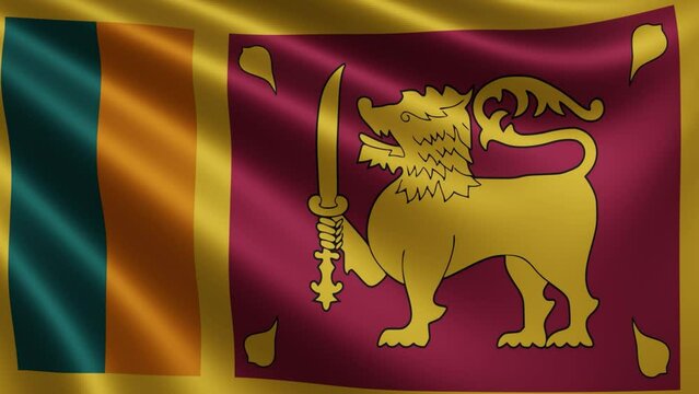  Sri Lanka flag in the wind closeup, the national flag of Sri Lanka flutters in 3d, in 4k resolution. High quality 4k footage