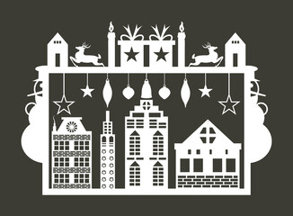 Fototapeta premium Laser Cut Christmas Wall Sticker Sign