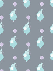 Elephant with a balloon in pastel colors pattern

