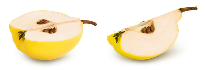 Fresh quince half isolated on the white background and full depth of field