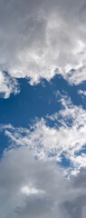 Fantastic clouds against blue sky, panorama