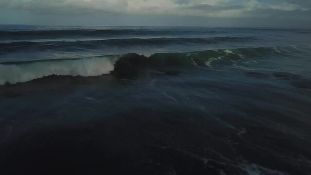 Drone shot of the ocean in Madeira