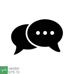 Chat icon. Simple solid style. Speech bubble, conversation, dialog, forum, discussion, message, help, chatting concept. Glyph vector illustration isolated on white background. EPS 10.