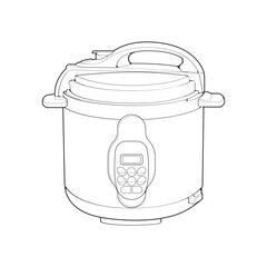Rice cooker, magic jar, illustration vector, line art vector, outline art.
