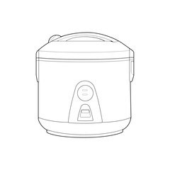 Rice cooker, magic jar, illustration vector, line art vector, outline art.