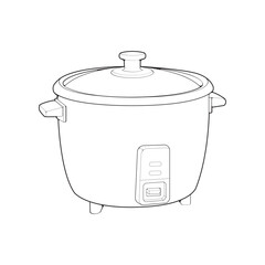 Rice cooker, magic jar, illustration vector, line art vector, outline art.