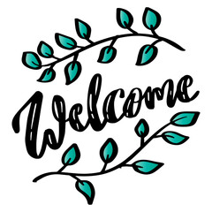 Welcome word hand lettering design