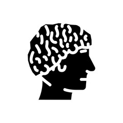 curly male hairstyle male glyph icon vector. curly male hairstyle male sign. isolated symbol illustration