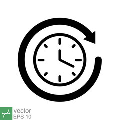 Clock icon. Simple flat style. Time, arrow, wall, business, circle, speed, stopwatch, deadline, alarm counter concept. Vector illustration isolated on white background. EPS 10.