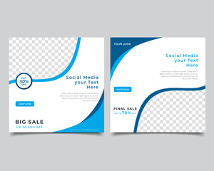 Set of Editable minimal square banner template. social media post sale template design