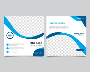 Set of Editable minimal square banner template. social media post sale template design