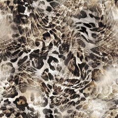 Seamless abstract mixed animal print, leopard, zebra and snake texture.