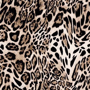 Seamless abstract mixed animal print, leopard, zebra and snake texture.