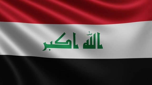 Iraq flag in the wind close up, the national flag of Iraq is fluttering in 3d, in 4k resolution. High quality 4k footage