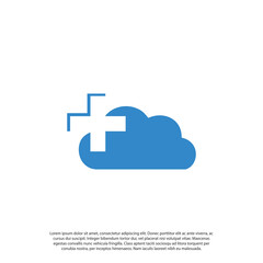 simple icon or logo representing stylized cloud and a plus sign. used as a logo, as an icon or a separate visual depicting the cloud computing idea or illustrating cloud related idea.