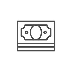 Money, cash simple thin line icon vector illustration, Paper dollar banknote line icon