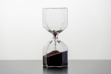 Working hourglass on a white background - the concept of running out of time
