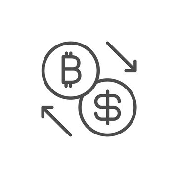 Exchange, Bitcoin, Cryptocurrency Icon line Style. Vector Icon Design Element. Vector Icon Template Background