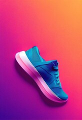 Hyper realistic illustration of a creative colorful sneaker on a colorful background