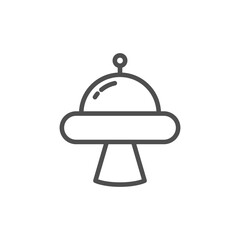 Ufo icon. Flying saucer. Black flat silhouette. Vector graphic illustration. The isolated object on a white background. Isolate.