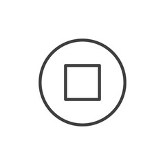 stop button icon. User interface menu stop button icon concept thin line style