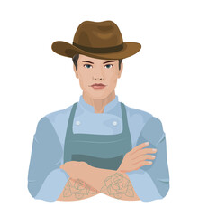 arms folded man hat illustration transparent background cowboy hat