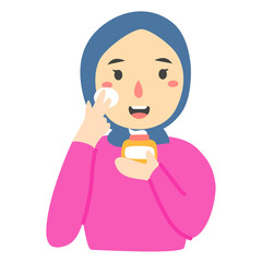 applying skincare woman hijab