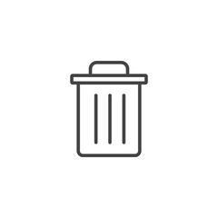Trash bin. Vector isolated icons. Black vector trash dusbin sign icon isolated element. Garbage Bin Line Vector Icon.