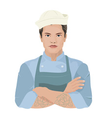 arms folded man hat illustration transparent background sea ​​sailor hat