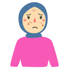 woman hijab with acne