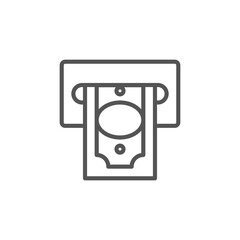 Cash Withdrawal icon. Outline style icon design isolated on white background. Withdraw vector icon on white background.