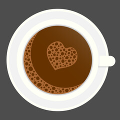  Cup of coffe with heart. Vector illustration, isolated.