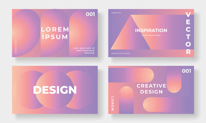 Abstract pastel gradient cover template. Set of modern poster with vibrant graphic color, geometric shapes, circles. Gradient background for brochure, flyer, wallpaper, banner, business card.