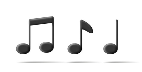Fototapeta na wymiar Vector illustration of volume 3d musical notes on white background