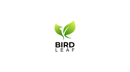 A simple logo design green bird leaf vector template

