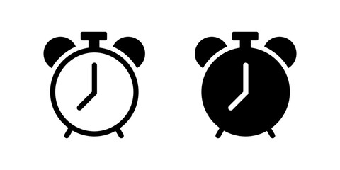 Alarm clock icon. Timer symbol. Black color. Vector sign.