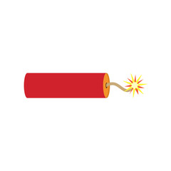 Red dynamite stick with burning wick. Vector illustration.