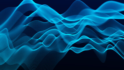 Abstract digital wave of particles. Futuristic point wave. Technology background. 3D rendering.