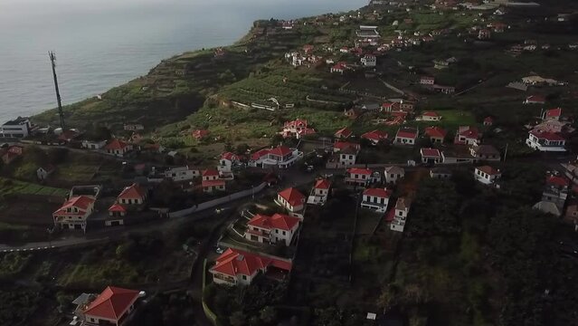 Drone shot of a road in Madeira