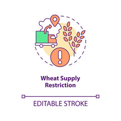 Wheat supply restriction concept icon. Regulate food inflation. Harvest shortage abstract idea thin line illustration. Isolated outline drawing. Editable stroke. Arial, Myriad Pro-Bold fonts used