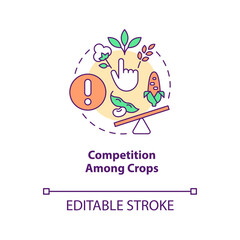 Competition among crops concept icon. Choose profitable plant. Harvest income risk abstract idea thin line illustration. Isolated outline drawing. Editable stroke. Arial, Myriad Pro-Bold fonts used