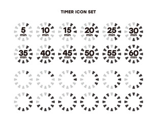 シンプルなタイマーのアイコン 時計の表示イラスト　時間計測