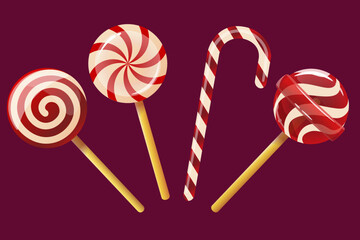 Set of various Christmas candies.Vector images of sweets 