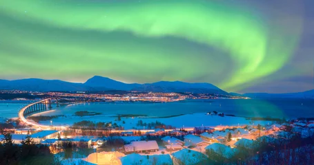 Poster Aurora borealis - Northern lights in the sky over Tromso - Tromso, Norway © muratart