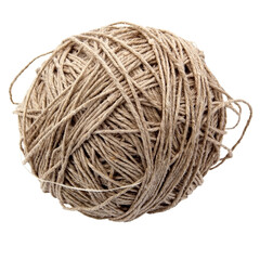 Isolated ball of brown twine.