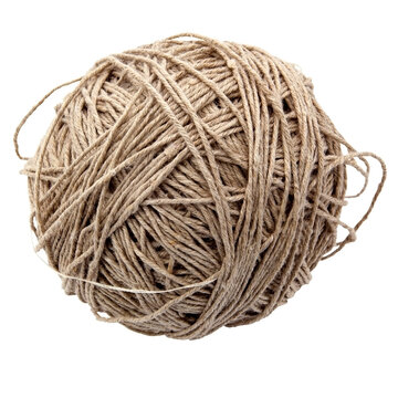 Isolated Ball Of Brown Twine.