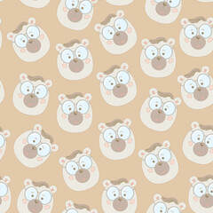 Fototapeta premium Vector seamless pattern with wild animals. Cute cartoon teddy bear illustration