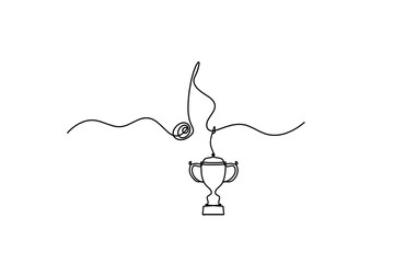 Abstract whole note with trophy as continuous lines drawing on white background