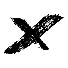 Hand drawn cross mark illustration. Marker wrong sign clipart. Ink scribble checkbox. Single element