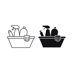 basin with detergents. monochrome icon